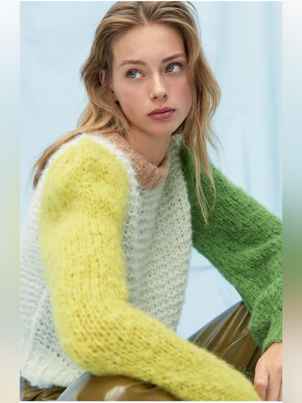 Le Fou Wilfred Colorblock alpaca wool Blend Sweater chunky knit sz small